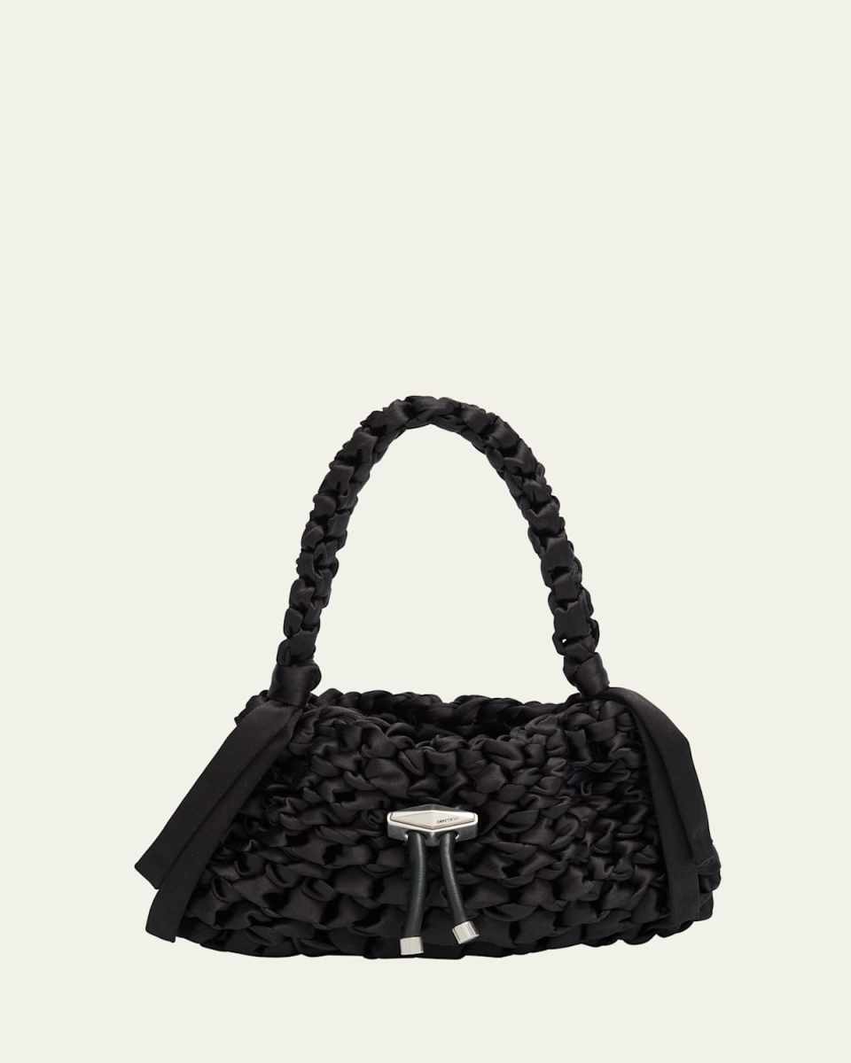 Cinch Small Woven Satin Top-Handle Bag